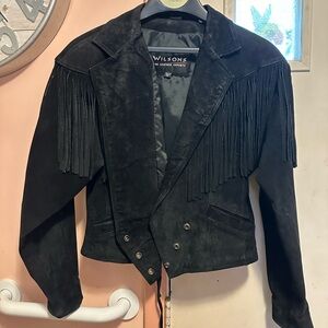 Wilson’s Women’s Black suede jacket with fringe